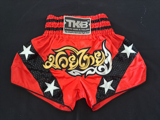 Top King Thai Boxing Shorts - Red/White Stars