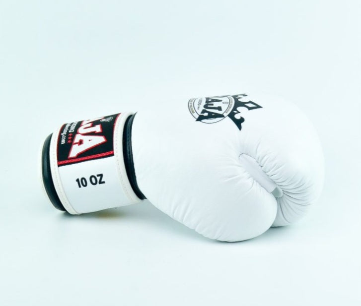 Raja Thai Boxing Gloves- Standard White - Leather