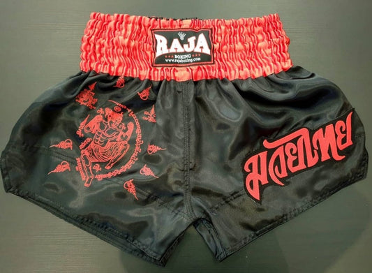 Raja Thai Boxing Shorts - Yan Nak Muay - Black/Red
