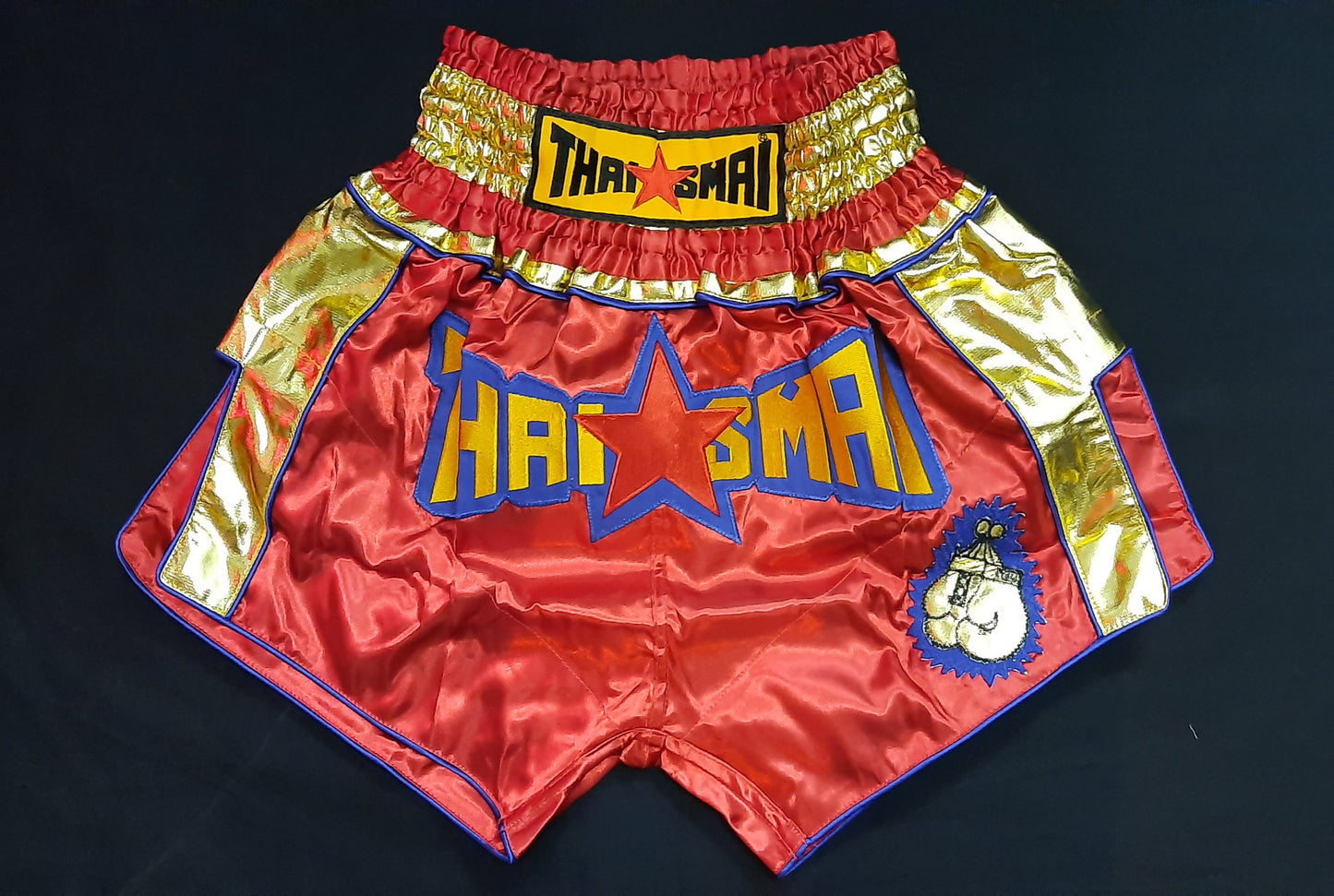 Thaismai Thai Boxing Shorts - Satin - Red/Gold