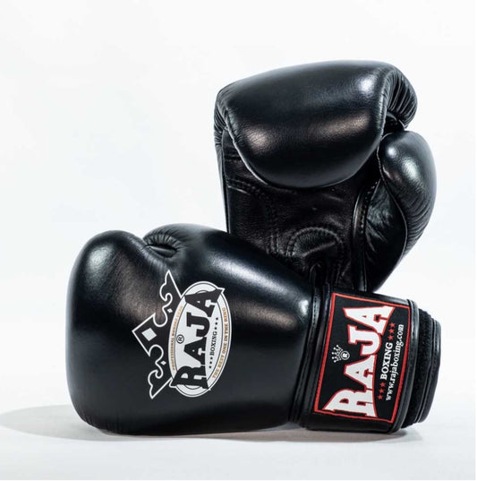 Raja Thai Boxing Gloves - Standard Black - Leather