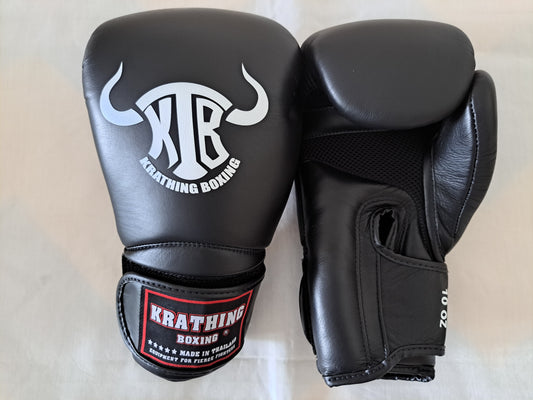 Krathing Thai Boxing Gloves - Leather - Black